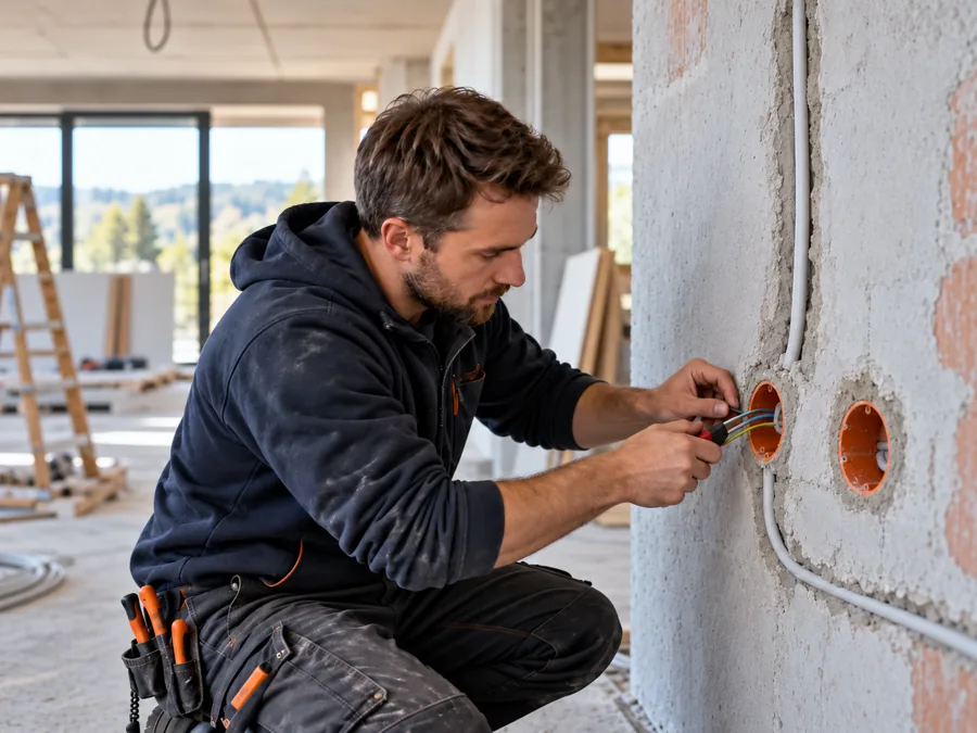 Elektroinstallation in einem Neubau