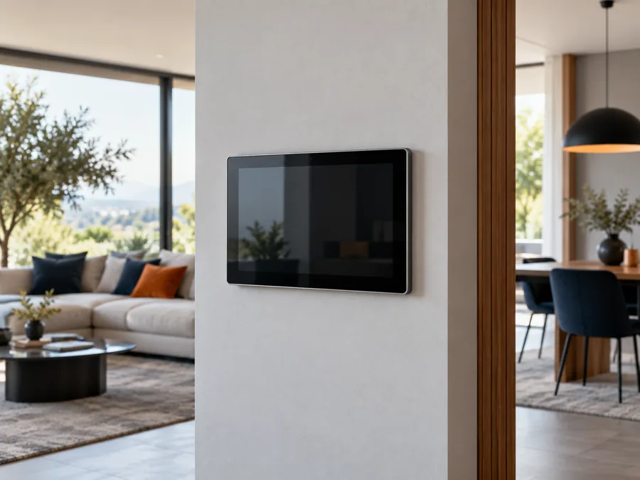 Smart-Home-Bedienfeld im Wohnraum